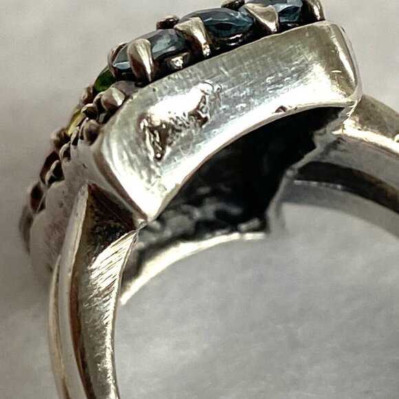 Sterling Silver 925 Multi Color Oval Cubic Zirconia CZ Ring Sz 7.75 - Picture 9 of 16